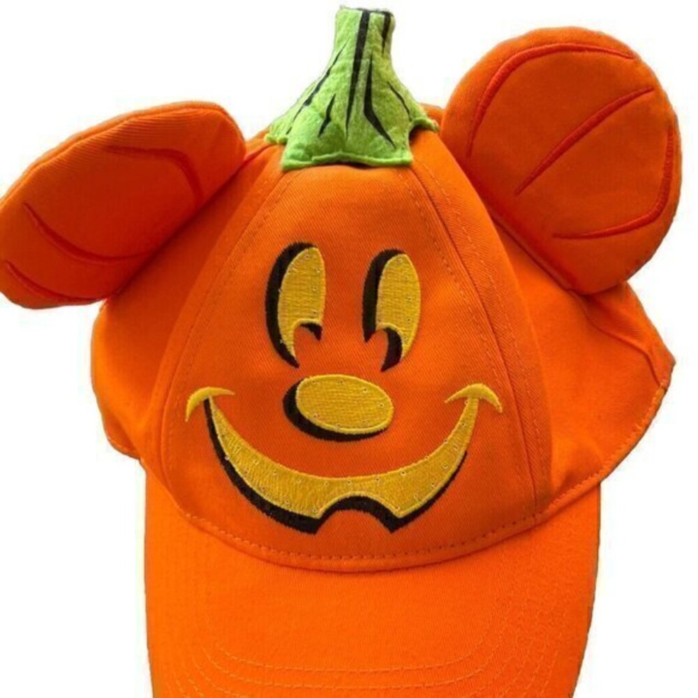Disney Parks Halloween Mickey Mouse Pumpkin Light Up Snapback Hat Vtg 2019